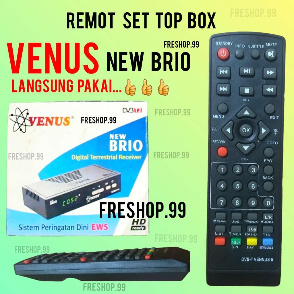 Remote venus new brio set top box stb langsung pakai