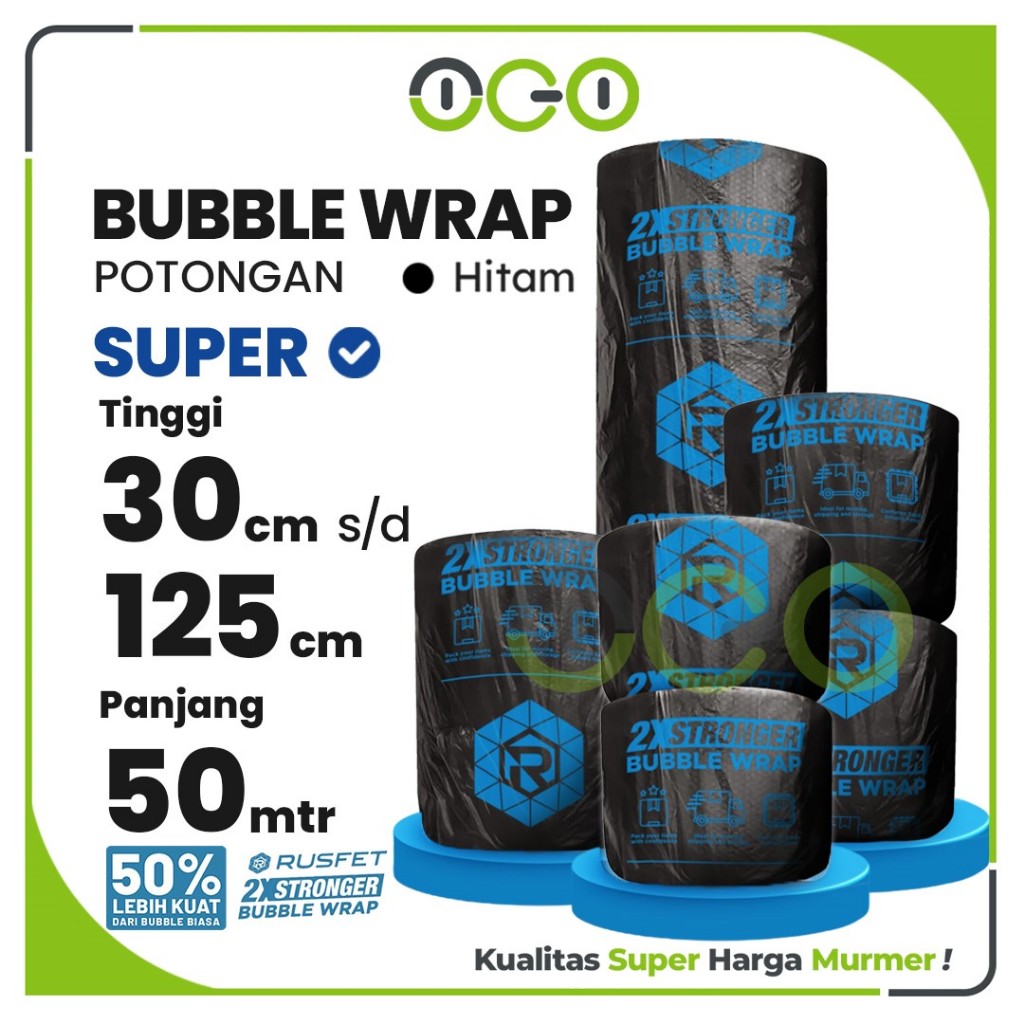 

Plastik Online Bubble Wrap MEREK RUSFET ROLL HITAM TEBAL - 30cm 40cm 50cm 60cm 75cm 80cm x 50meter