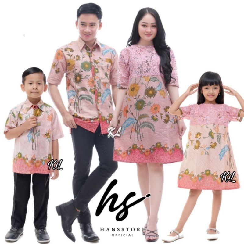 Baju Dress Brokat Keluarga Pria dan Wanita Modern Batik Couple Keluarga Gamis Dress Natalan Motif EN
