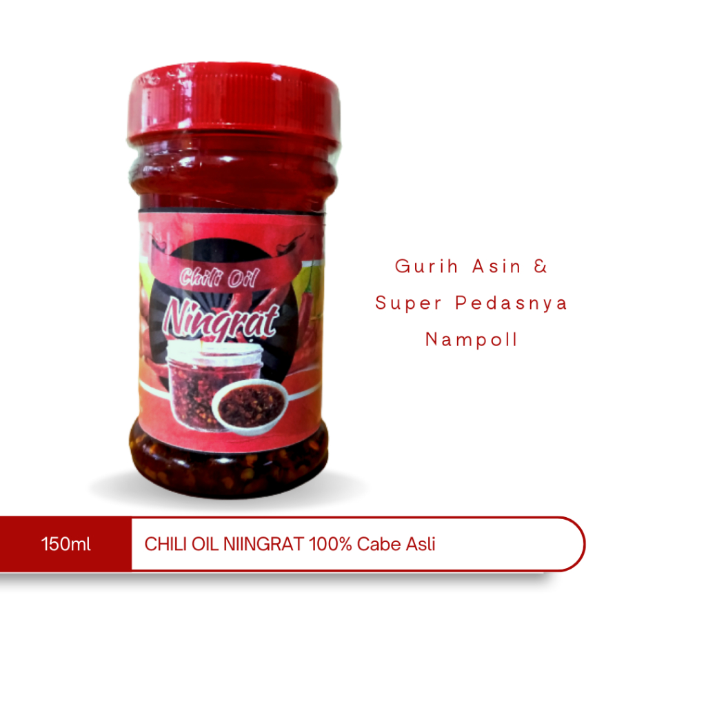 

RB22 CHILLI OIL MINYAK CABAI Ningrat UNTUK MIE JEBEW, BASRENG HALAL MUI HOME MADE 150 gram