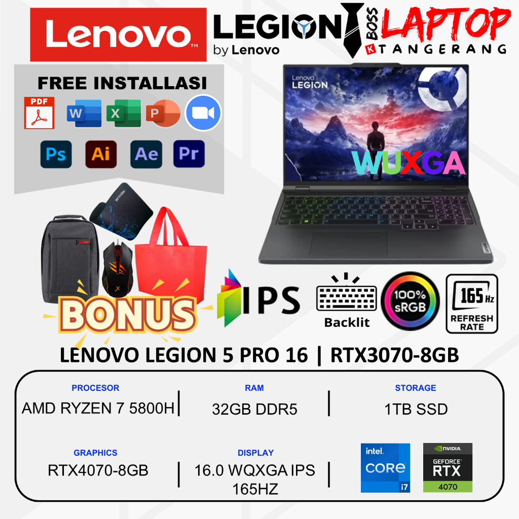 LEGION 5 PRO RYZEN 7 7745HX RTX 4070 32GB 1TB SSD 15.0 WQXGA 165HZ RGB WINDOWS 11