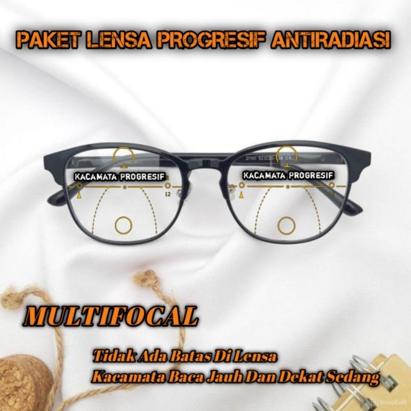 Kacamata Baca Progresif Antiradiasi Pria/Wanita 2090 | Kacamata Baca Progresif Jauh Dan Dekat/Sedang