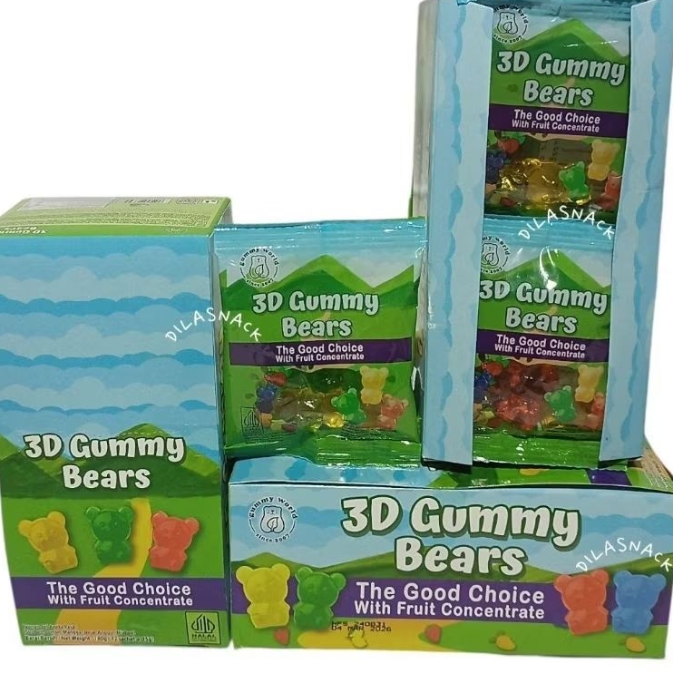 

Yupi baru 3D gummy Bears 1 box isi 12 3D gumy bentuk beruang yupi murah