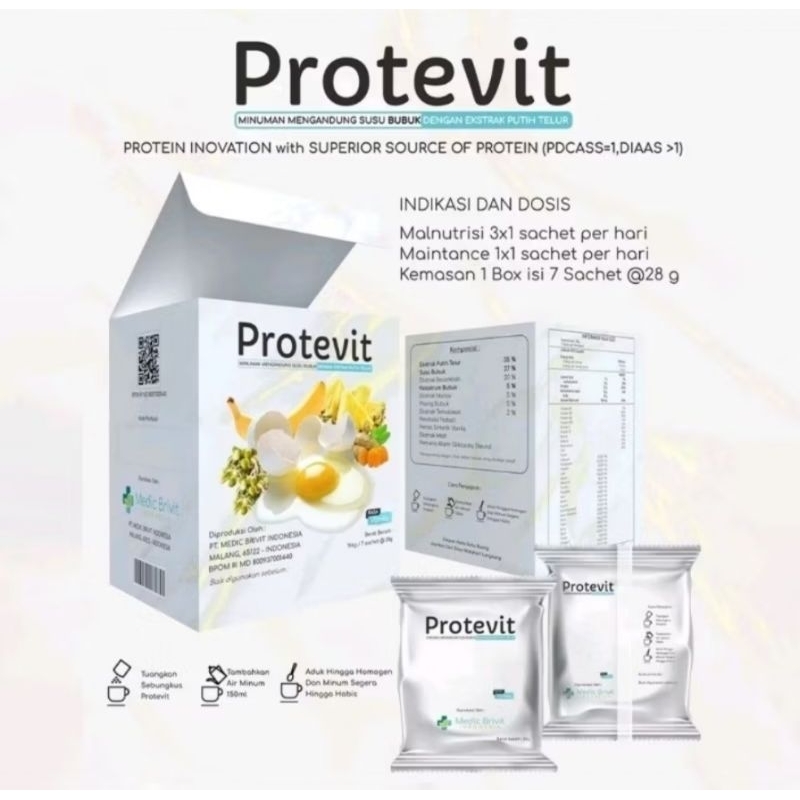 PROTEVIT isi 7 Sachet - Minuman Mengandung Susu Bubuk dengan Eksta Putih Telur