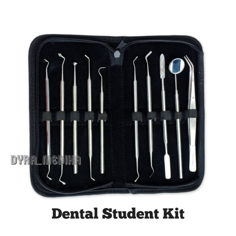 DENTAL STUDENT KIT 11 ITEM STAINLESS STEEL / INSTRUMEN DENTAL KIT SET / DENTAL INSTRUMEN