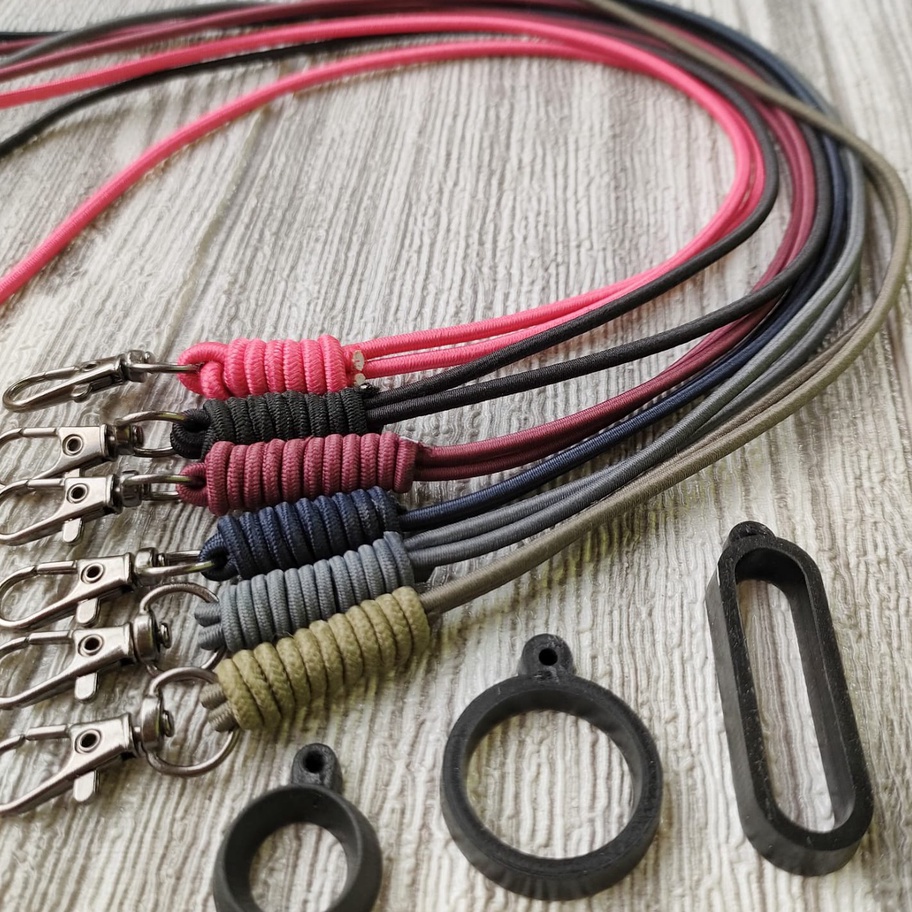DISKON Lanyard Kalung Tali Gantungan Aksesoris Pods Elastis Simpul Polos Free 3 Ukuran Karet