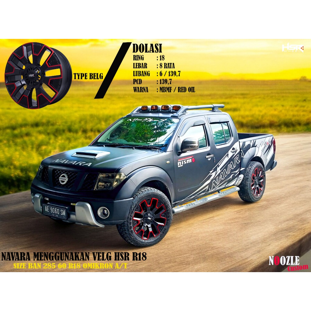 Velg Mobil Navara Fortuner Pajero Ring 18 Lubang 6 Type HSR Dolasi Pelek Racing R18
