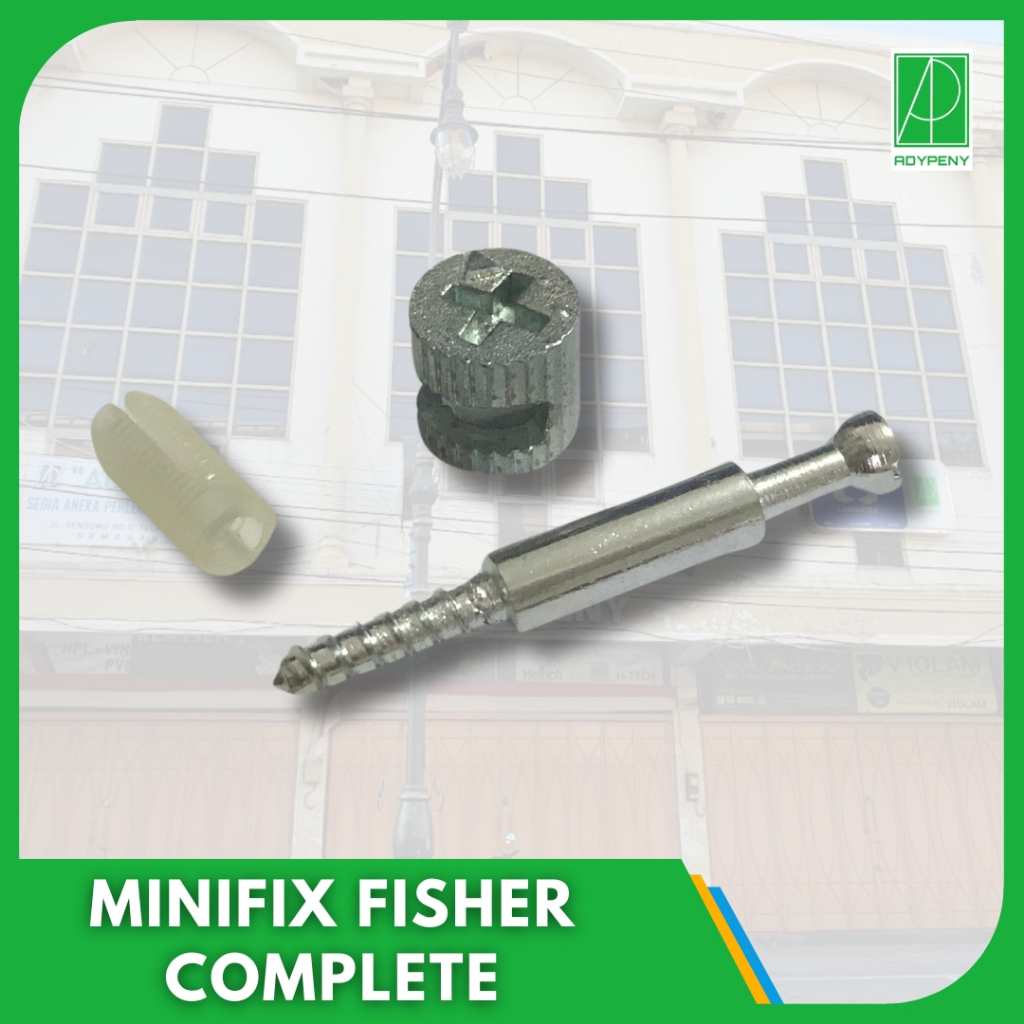Minifix Fisher Besi Knock Down Sambungan Kayu Furniture Casing + Baut Set Komplit
