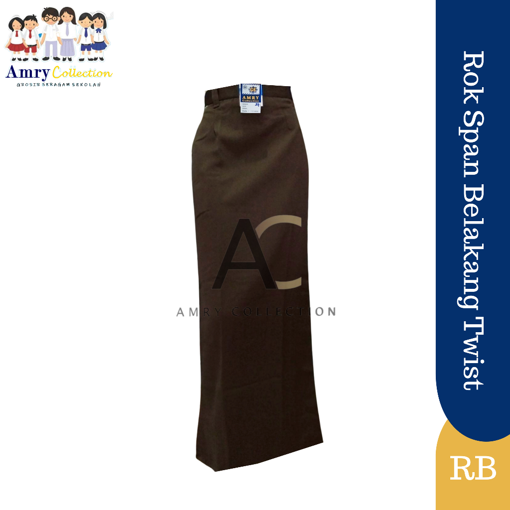 Rok Span Lipat Rempel Belakang Coklat Gelap TWIST Rok Pramuka SMP SMA Kerja Umum Formal Pakaian Wani