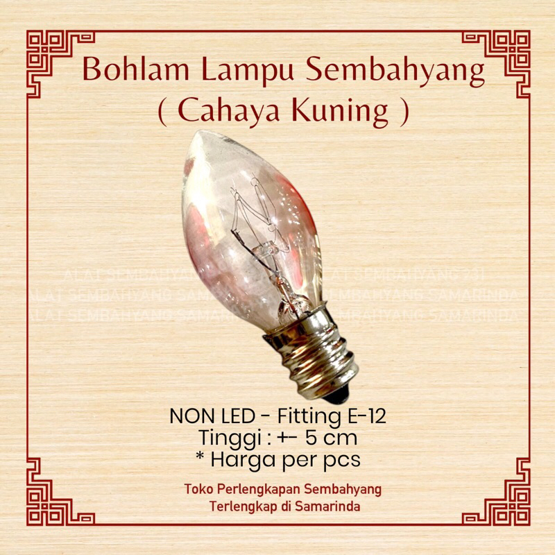 Bohlam Lampu warna Kuning E12 / Non LED / Lampu Sembahyang