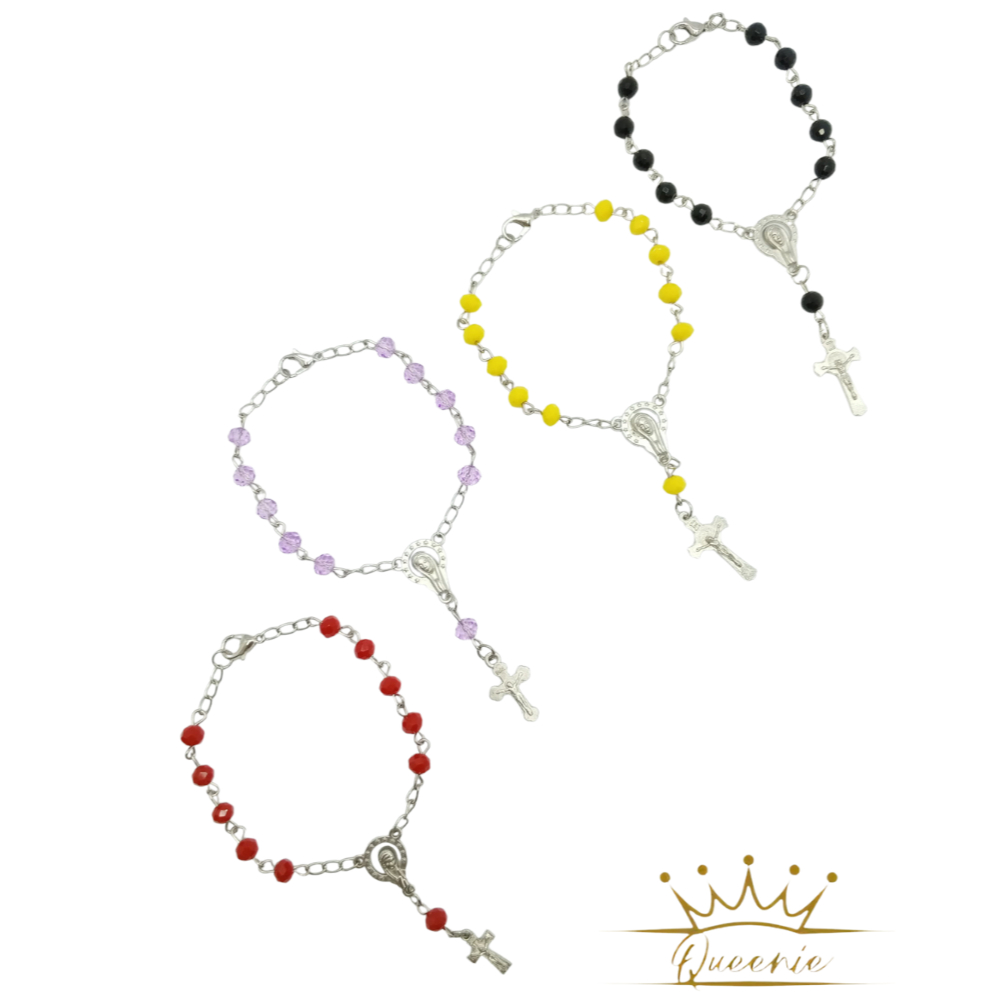 Gelang Rosario Katolik | Gelang Rosario Beads Ceko 6mm | Gelang Salib