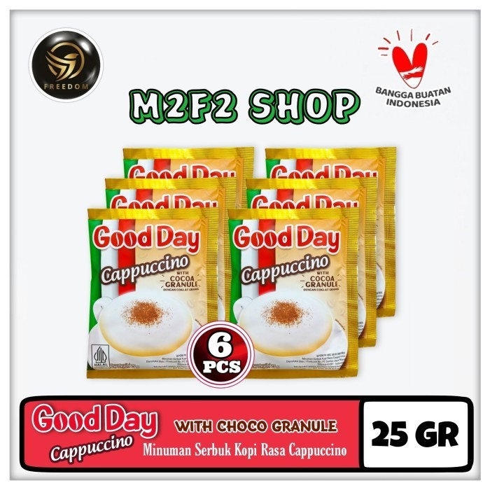 

Good Day Cappuccino With Cocoa Granule | Kopi Susu Instant Dengan Cokelat Granul Sachet - 25 gr (Kemasan 6 Pcs)