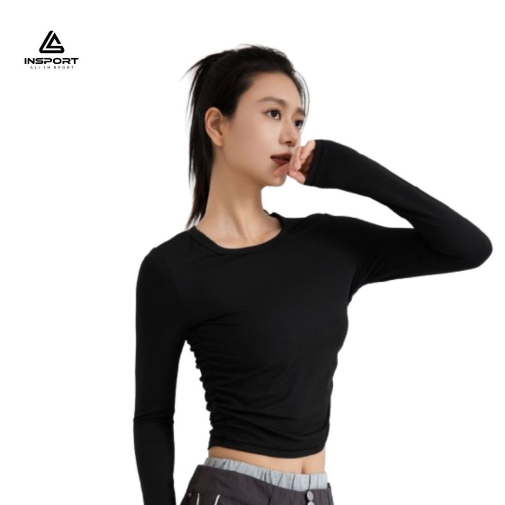INSPORT-Baju Olahraga Crop Top Tshirt Crop Lengan Panjang PREMIUM Baju GYM ZUMBA WSM 314