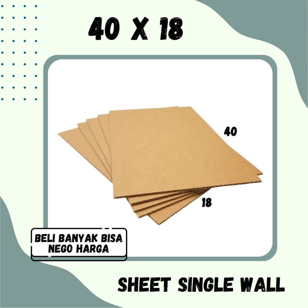 

Sheet 40x18 Kardus Lembaran Polos Single Wall Packing Karton Coklat Warna