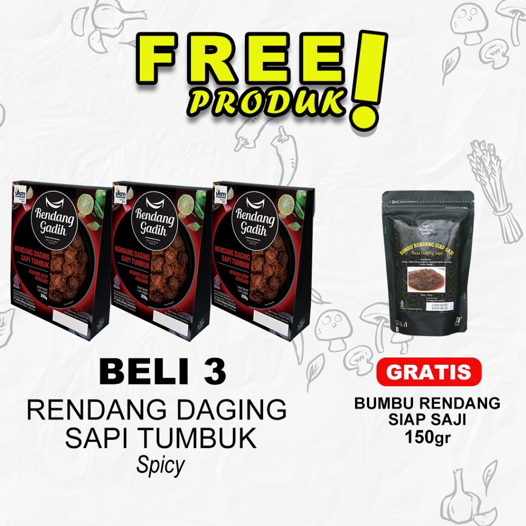 

Rendang Gadih - Paket 3 pcs Rendang Daging Sapi Tumbuk Spicy (Pedas Sedang) @ 250 g