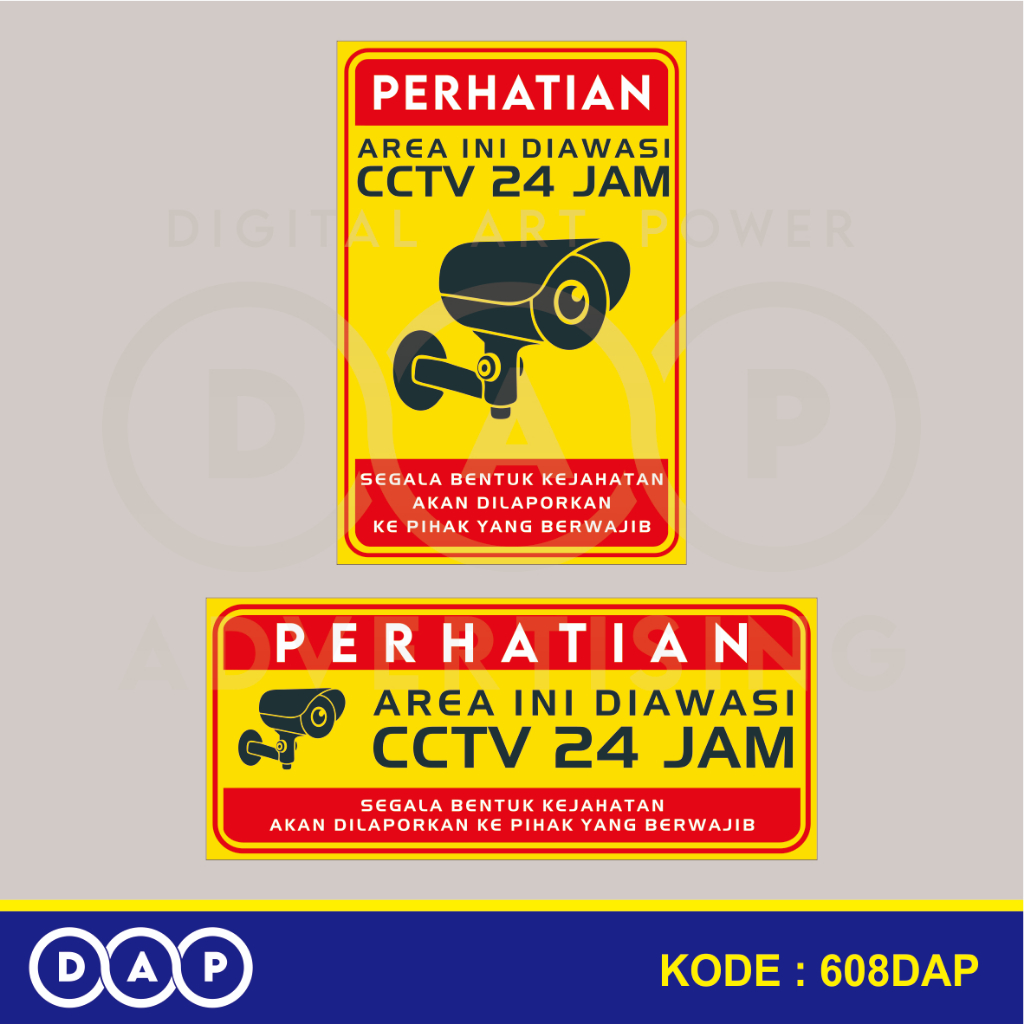 

608 - STIKER PENGAWASAN CCTV 24JAM - VYNIL - TERBAIK