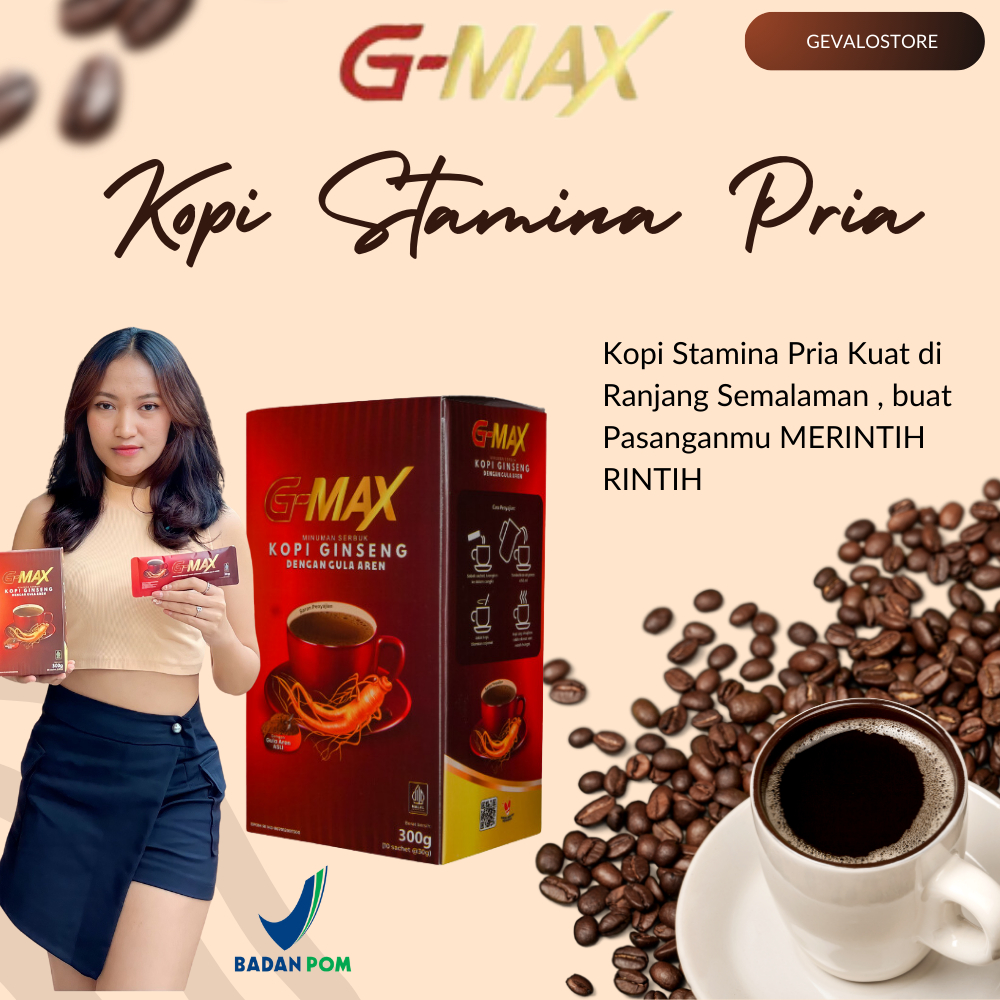 

KOPI G-MAX - Kopi Gingseng Stamina Pria 1 Box isi 10 sachet Original Herbal Alami Berkualitas