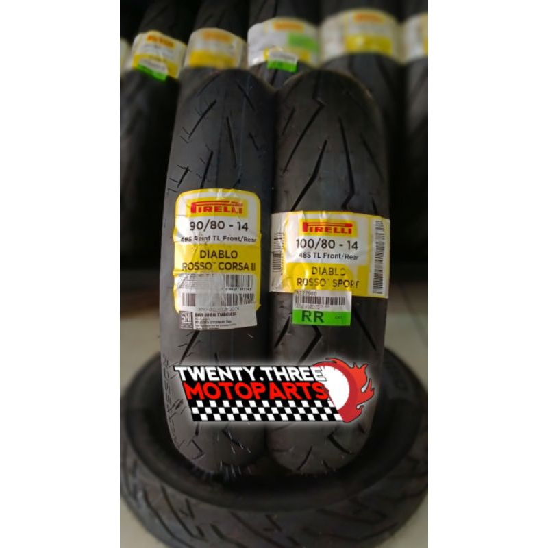 Paketan Ban Pirelli Diablo Rosso Corsa II 90/80-14 & 100/80-14 DRSport (Vario Proper/Donat)