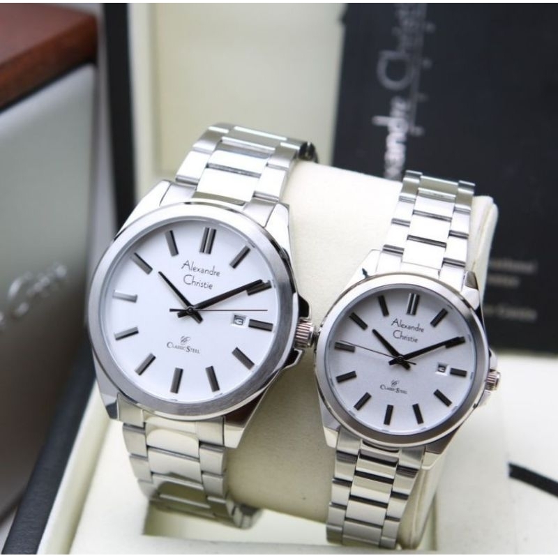 Jam tangan couple Alexandre Christie Ac 8663 rantai Original