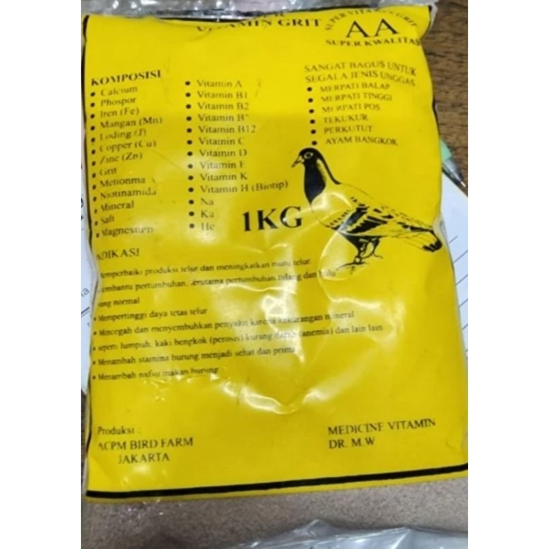 grit super grit platinum / grit gold / grit aa grit makita makanan burung ayam 1 kilo