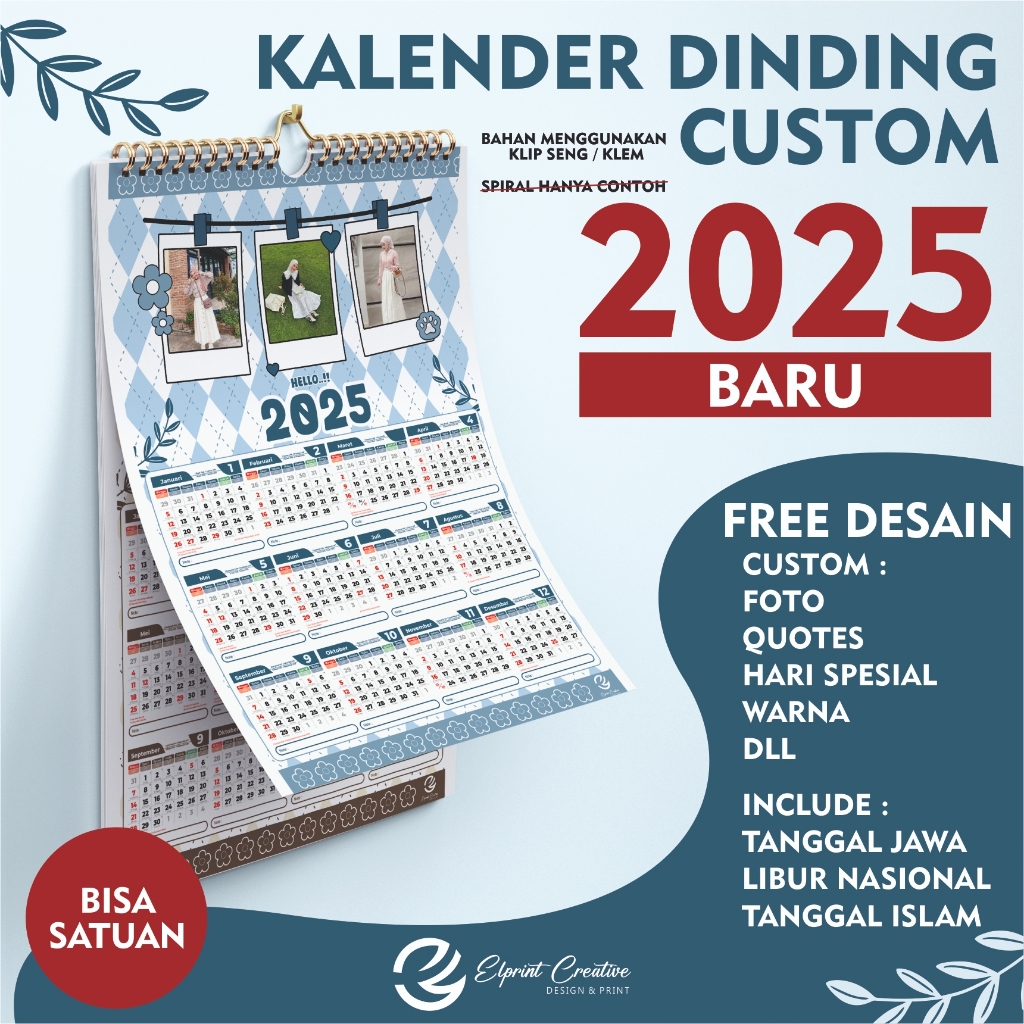 

KALENDER DINDING CUSTOM FOTO 2025 1 LEMBAR 12 BULAN (BISA SATUAN)