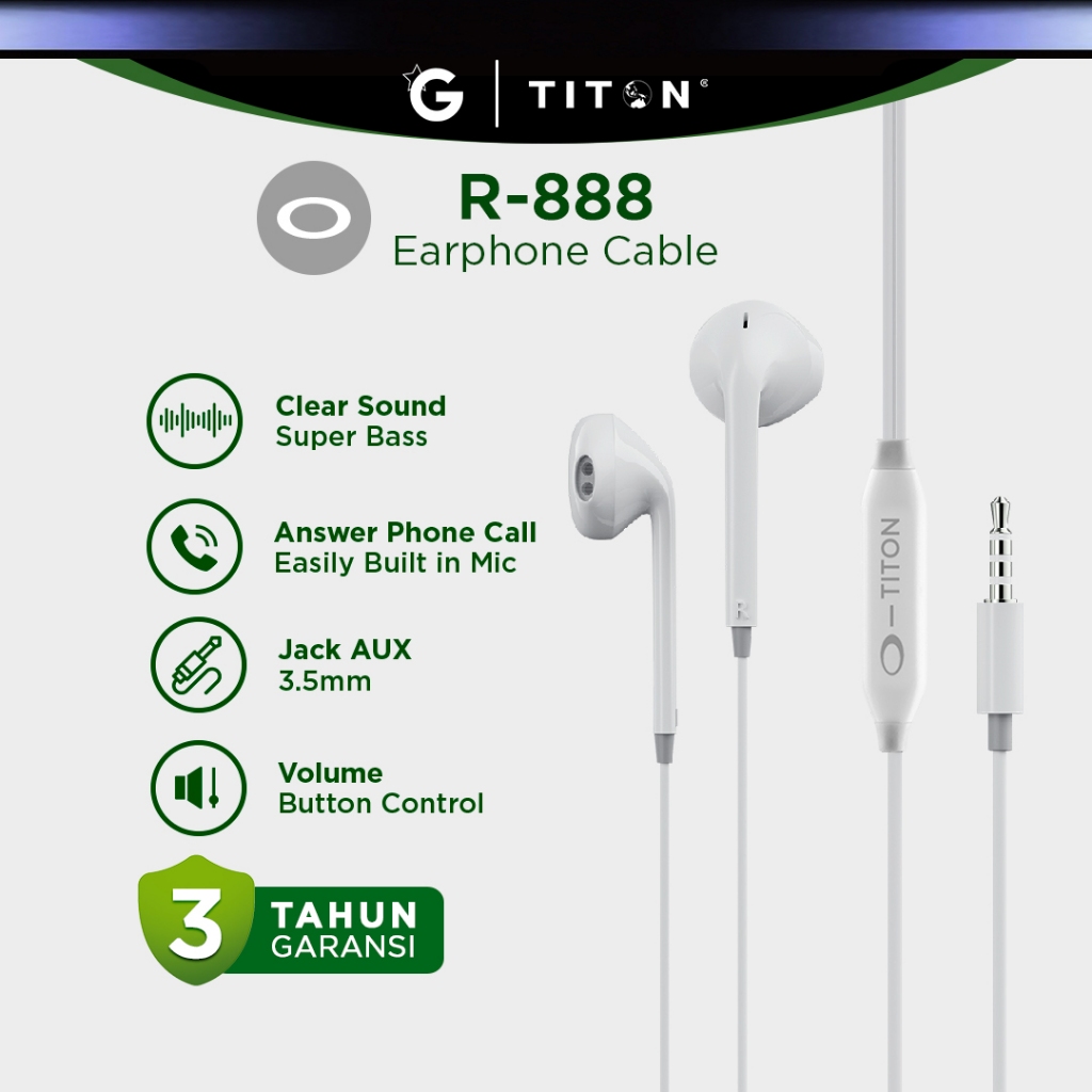 Cable Earphone Titon R888 for Oppo | Garansi 3 Tahun