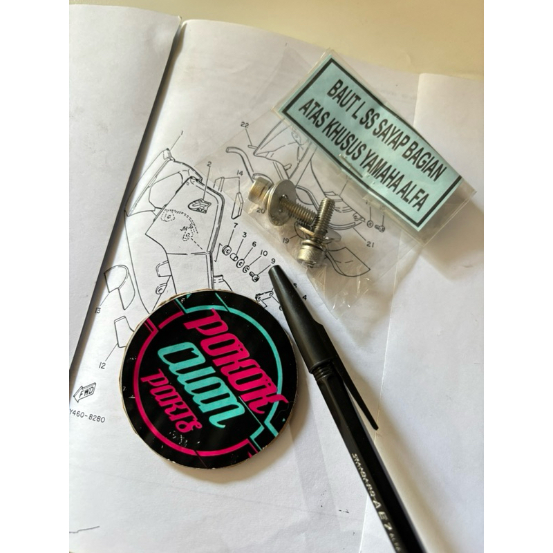 Baut L stainless sayap bagian atas Yamaha ALFA