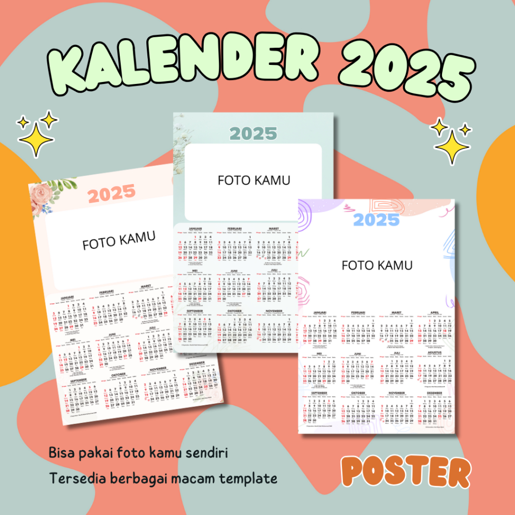 

[12 Bulanan A4] PART 2 Kalender Dinding 2025 Kalender 12 Bulanan A4 Custom Foto Logo Jualan