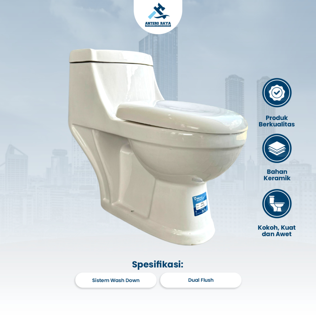 Closet Duduk Triliun Opal Series Kloset Toilet WC Flushing System Wash Down