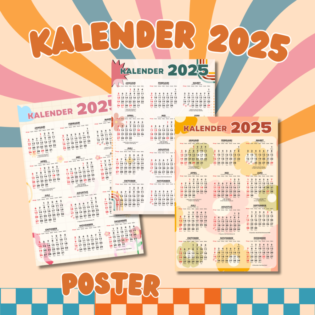 

[A4] Kalender Poster 2025 - Kalender 2025 Custom Desain