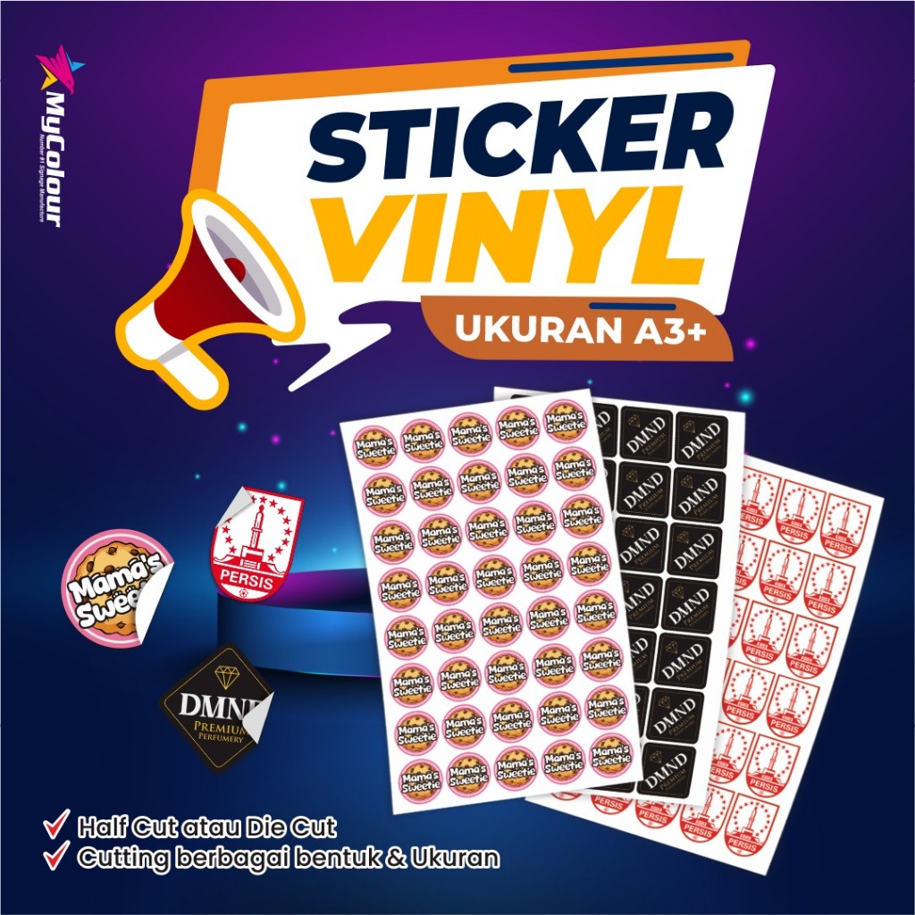 

Cetak stiker vinyl anti air label makanan / label online shop / half cut / die cut