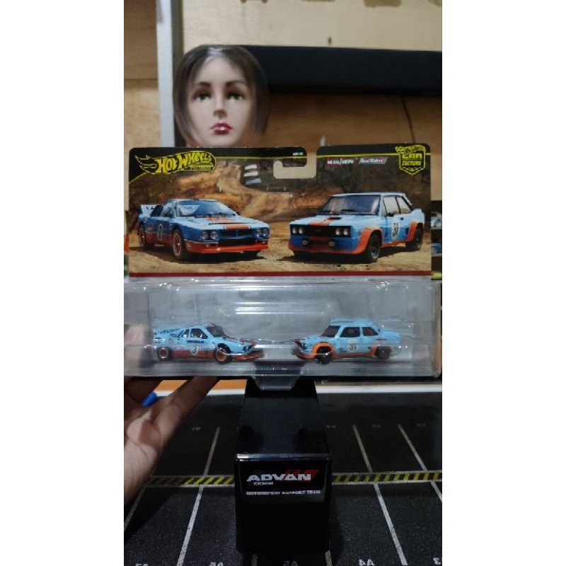 hotwheels premium twin pack lancia rally 037 & fiat 131 abarath gulf