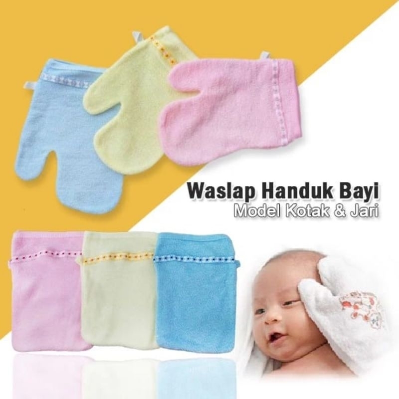 Waslap Bayi Jari Bahan Handuk Lembut Tebal Perlengkapan Mandi Bayi