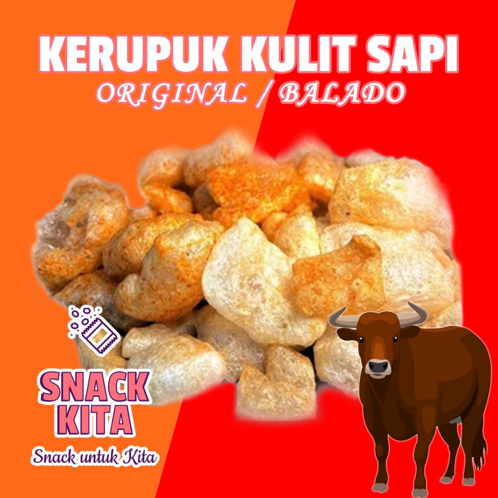

Kerupuk kulit sapi ori dan balado pedas