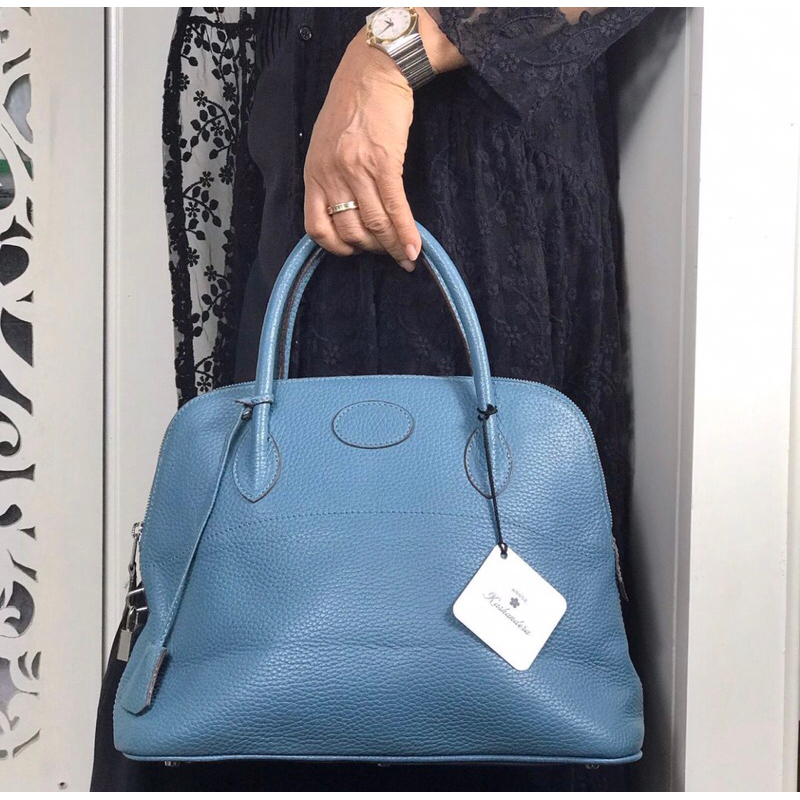 H3rme5 bolide bag blue tas wanita bahan kulit (small-medium)