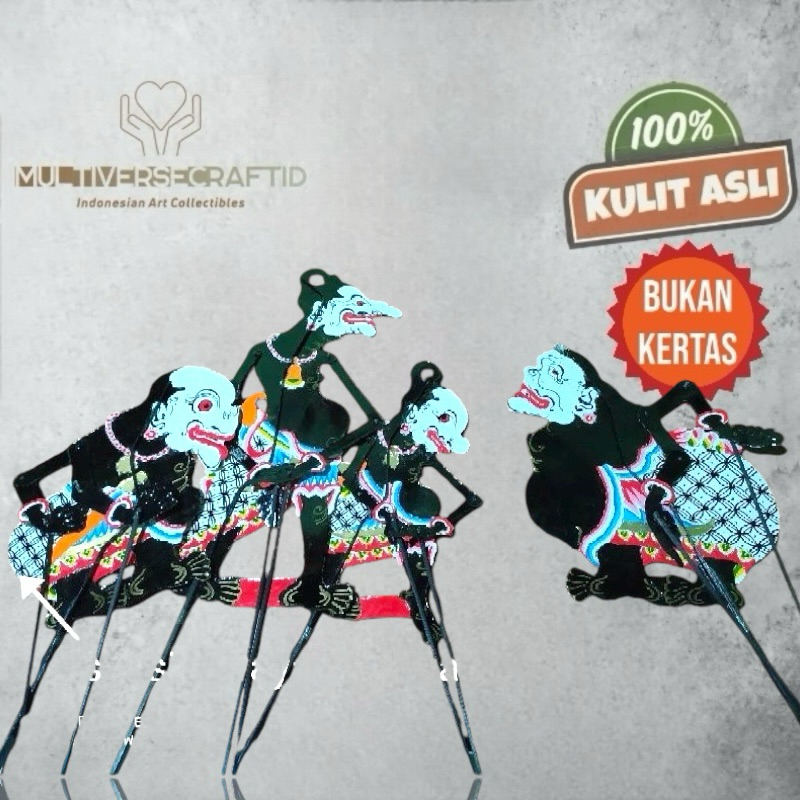 MULTIVERSECRAFTID Wayang Mainan Anak Wayang kulit kulit asli mainan anak PUNOKAWAN +gunungan paket 5