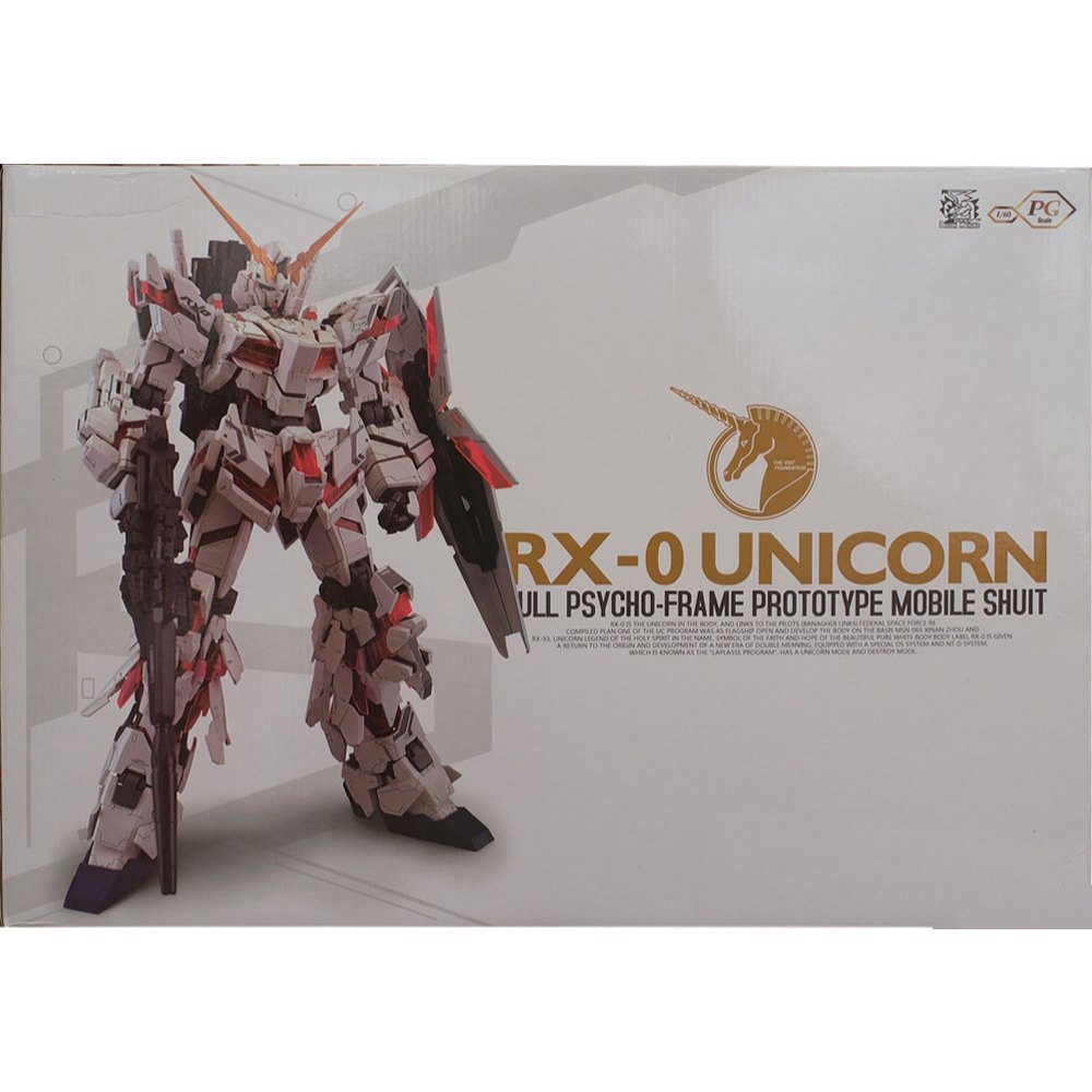 (Ready) PG RX-0 Unicorn Gundam (LED Included) Dragon Momoko/Dramok Full Plastic Model Kit