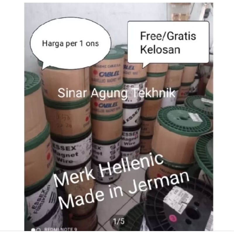 Kawat Tembaga Email 0,25 mm Merk Hellenic Original Jerman