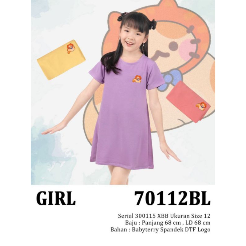 70112BB Lemone daster anak babyterry  dress pendek polos casual harian kaos