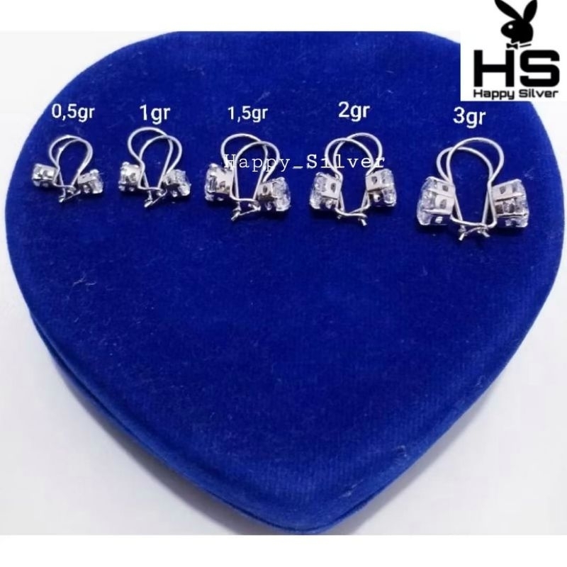Anting Perak Asli Silver 925 Lapis Emas Putih Anting Desi 0,5Gram/1Gram/1,5Gram/2Gram - Anting