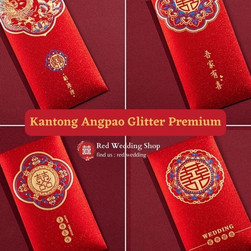 

Hot Kantong Amplop Angpao Wedding PREMIUM GLITTER Logo Xi Merah Desn Aesthetic Mewah Angpau