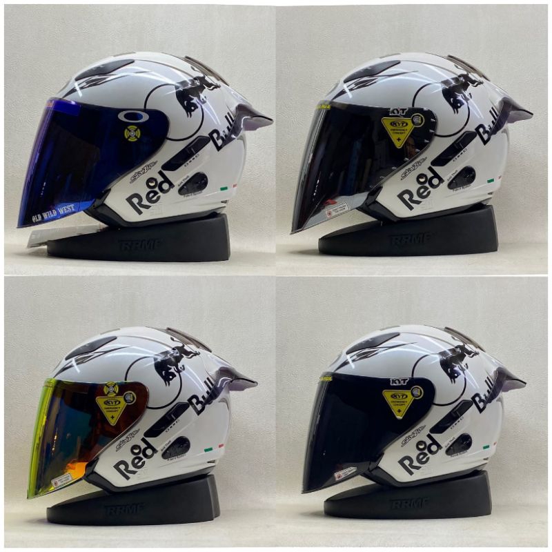 Helm Kyt Galaxy Flat R Solid White Red Bull Paket Ganteng
