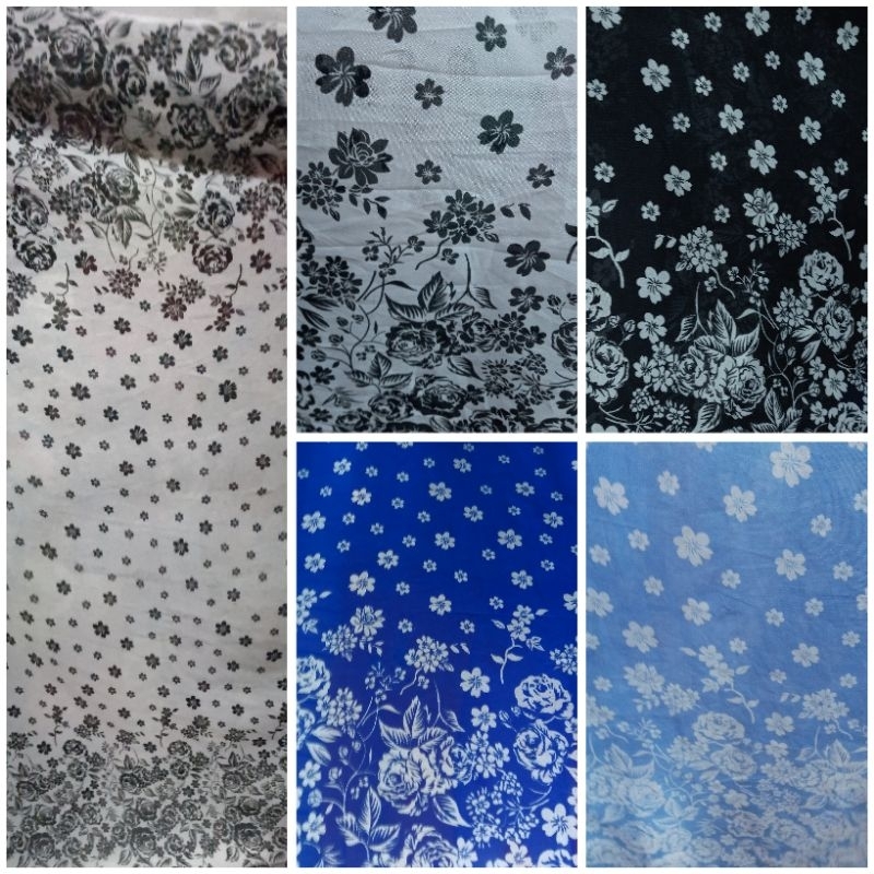 1/2 meter Kain Sifon (4 Warna) | Bahan Sifon | Kain Meteran | Sifon Motif | Bahan Import