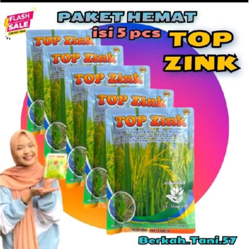 PAKET HEMAT 5 TOP ZINK original isi 150gram x 5. top zink atasi asam asaman dan mmperbnyak anakan pa