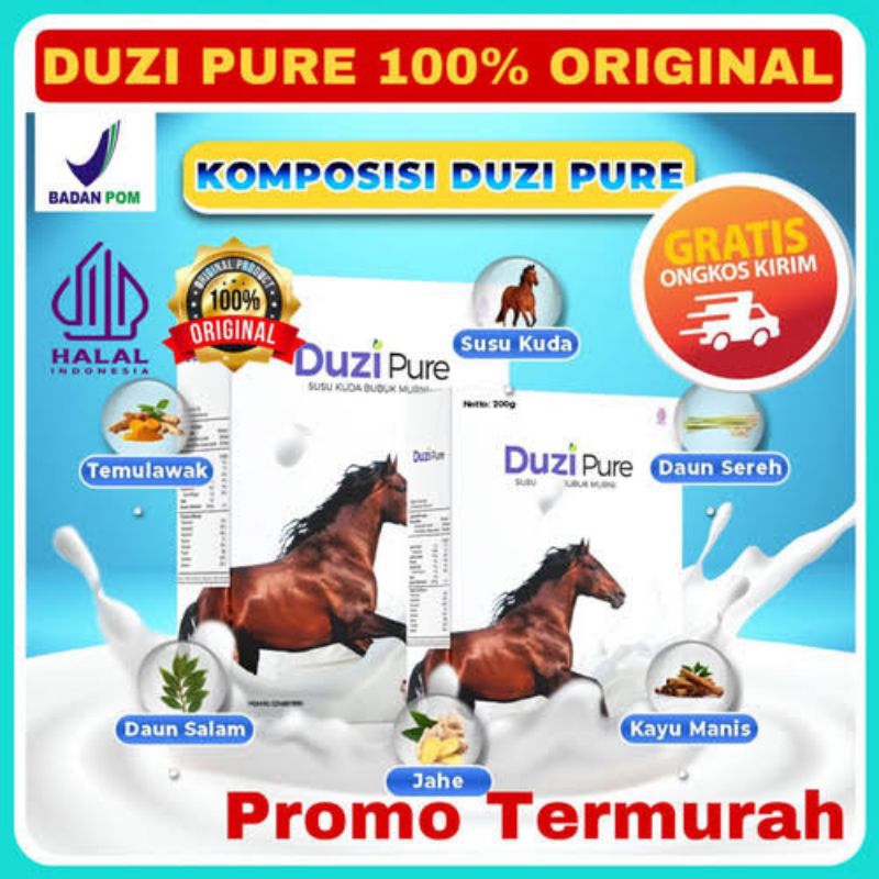 

Duzi Pure - Susu Kuda Lombok Cegah Pengapuran Tulang, Nyeri Sendi Dan Rematik 100% Original 1 Box