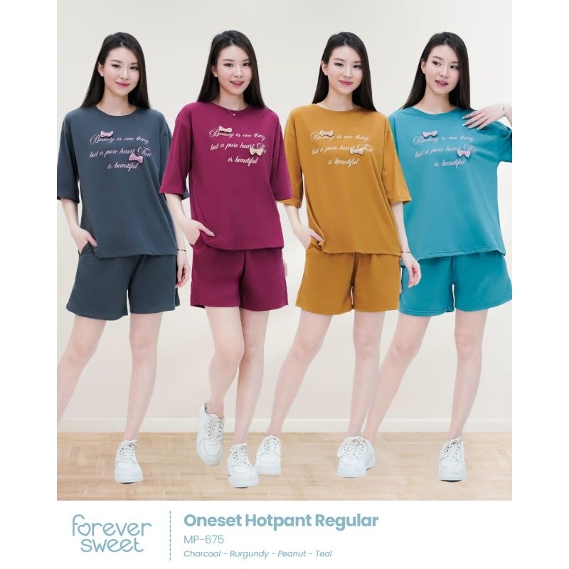 [ FOREVER SWEET] ONE SET HOTPANT REGULAR BAJU TIDUR PIYAMA DEWASA REMAJA BAHAN KAOS KNIT PREMIUM / B