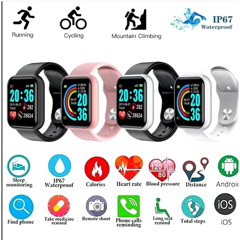 Smart Bracelet Y68/ Jam tangan pintar / Jam tangan olahraga bluetooth