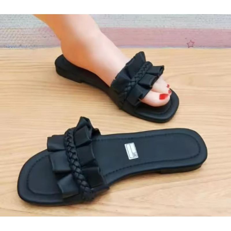 Sandal Teplek Kerut Sandal Wanita Teplek Sandal Korean Trendy Wanita Fashion Terbaru