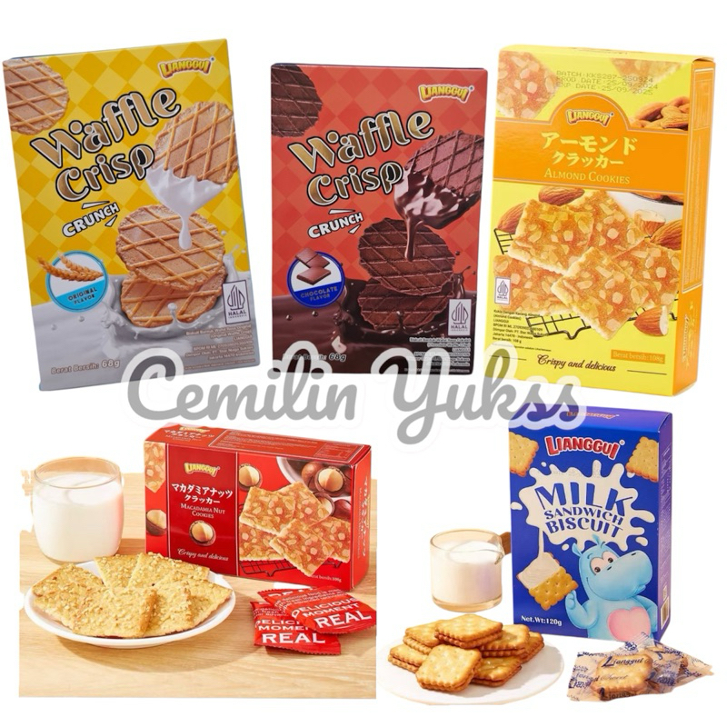

READY STOCK Lianggui Waffle Crisp Crunch Lianggui Macadamia Nuts Cookies Lianggui Almond Cookies