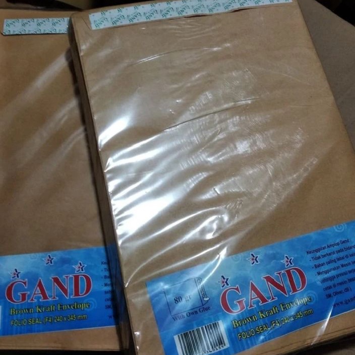 

Extra Amplop Coklat polos Folio SealLem Gand 1pak1pcs